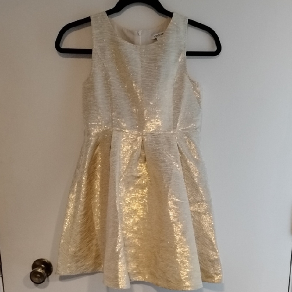Nordstrom Ivory Pristine Gold Metallic Kids Dress